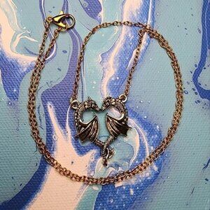 Dragon heart gold pendant necklace jewelry chain